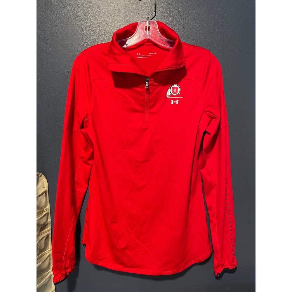 Under Armour Utah Utes Womens Red Quarter Zip Pullover Loose Fit Small